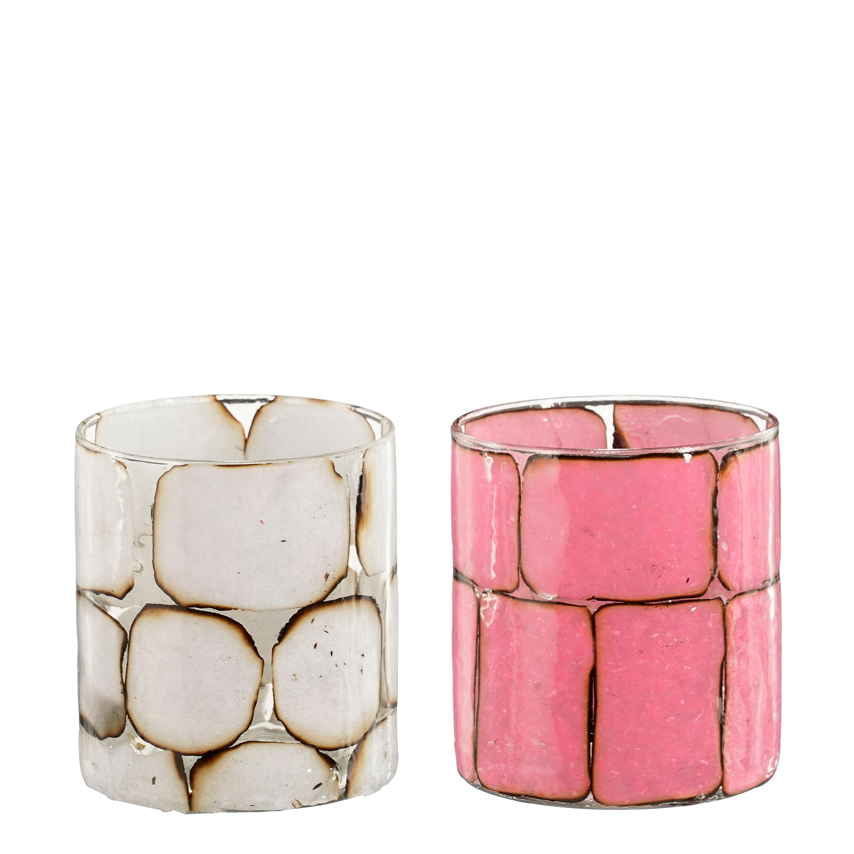 Kertaglas gler 8*h9cm hvítur eða bleikur