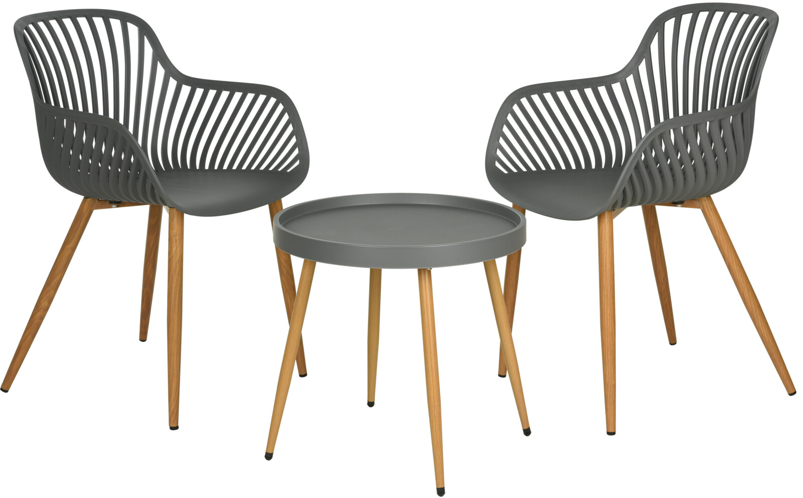 Garðsett 2 stólar + borð dökkgrátt