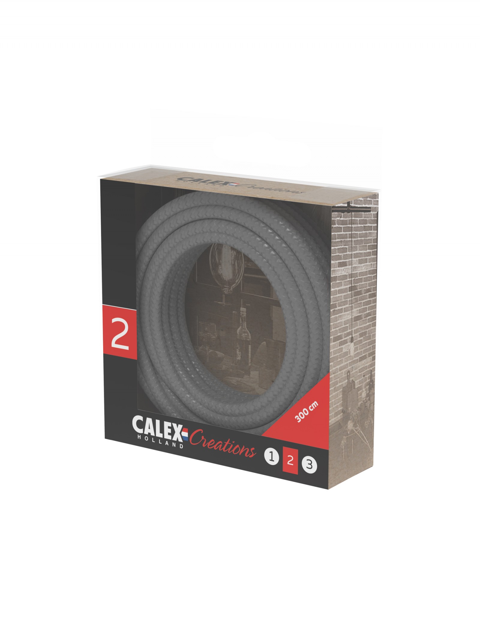 Calex tausnúra málm grá 3 metra 2x0,75mm2 (max 250v-60w)