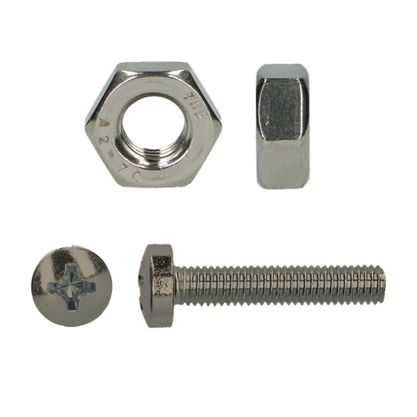 Maskínuskrúfa + Ró D965/934 M5x16 UZ A2 10stk