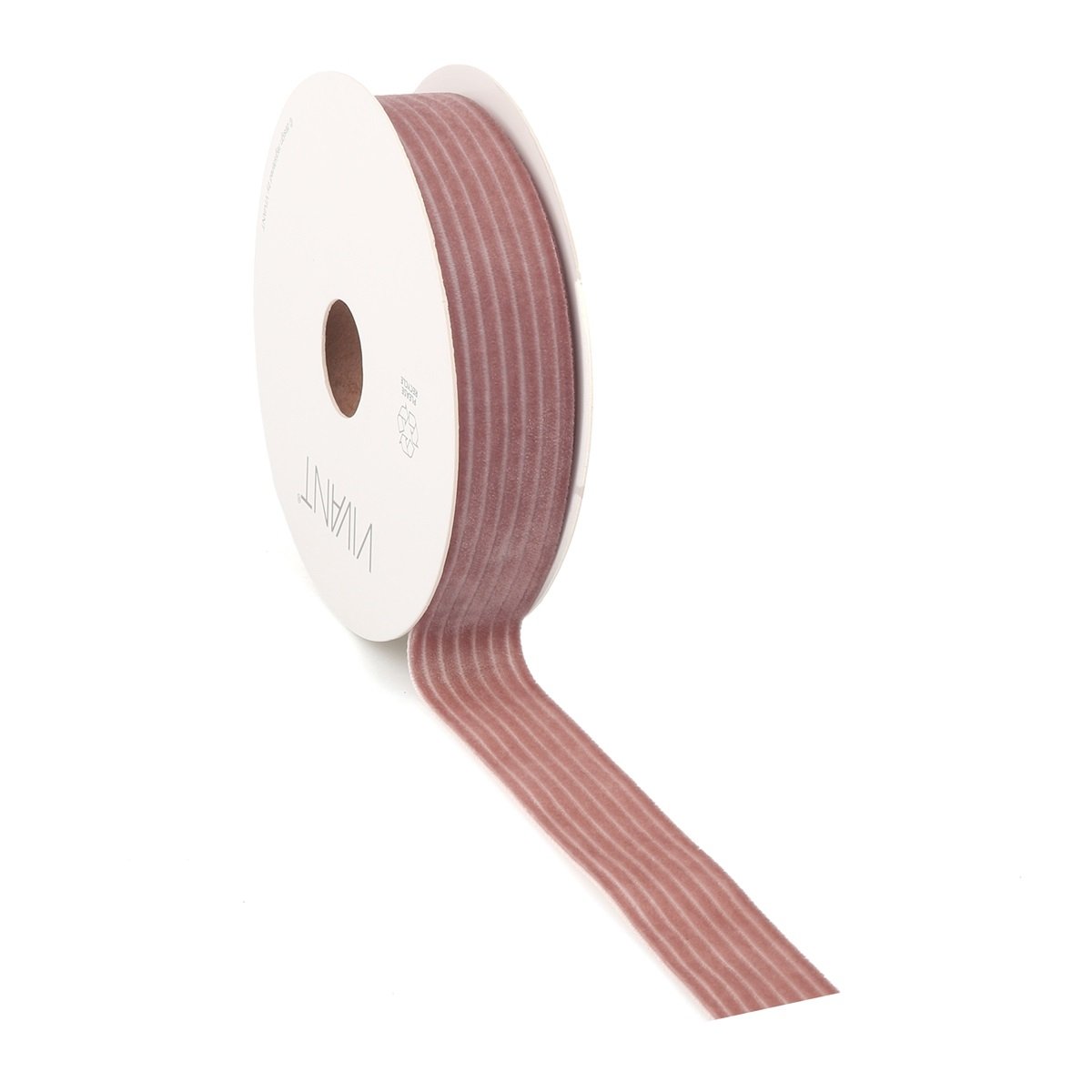 Borði 10m Velvety stripe 25mm d.rose