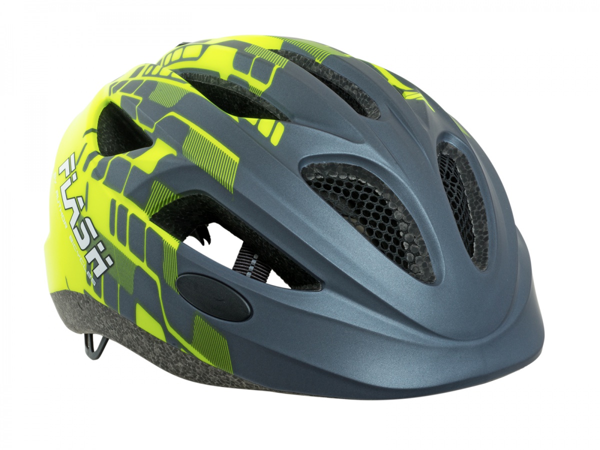 Reiðhjólahjálmur Flash m/ljósi grár/gulur 51-55cm