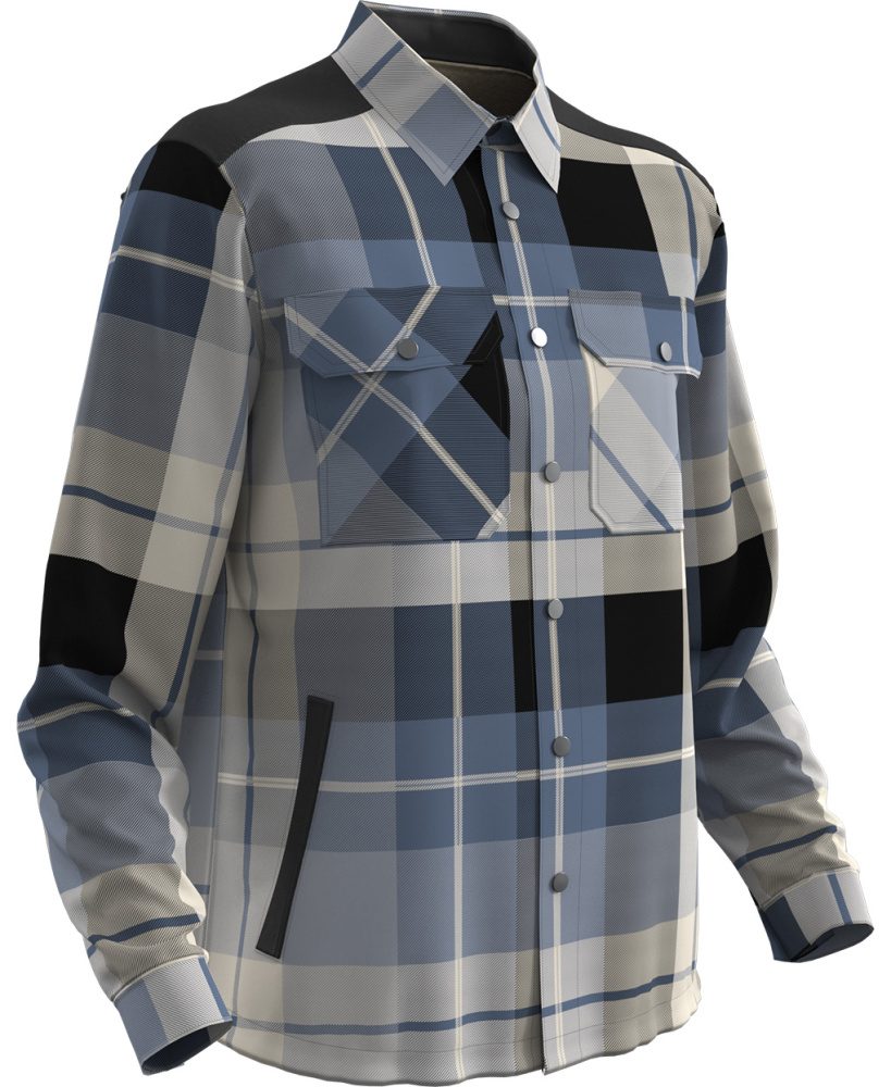 Köflótt vinnuskyrta fóðruð-blátóna S