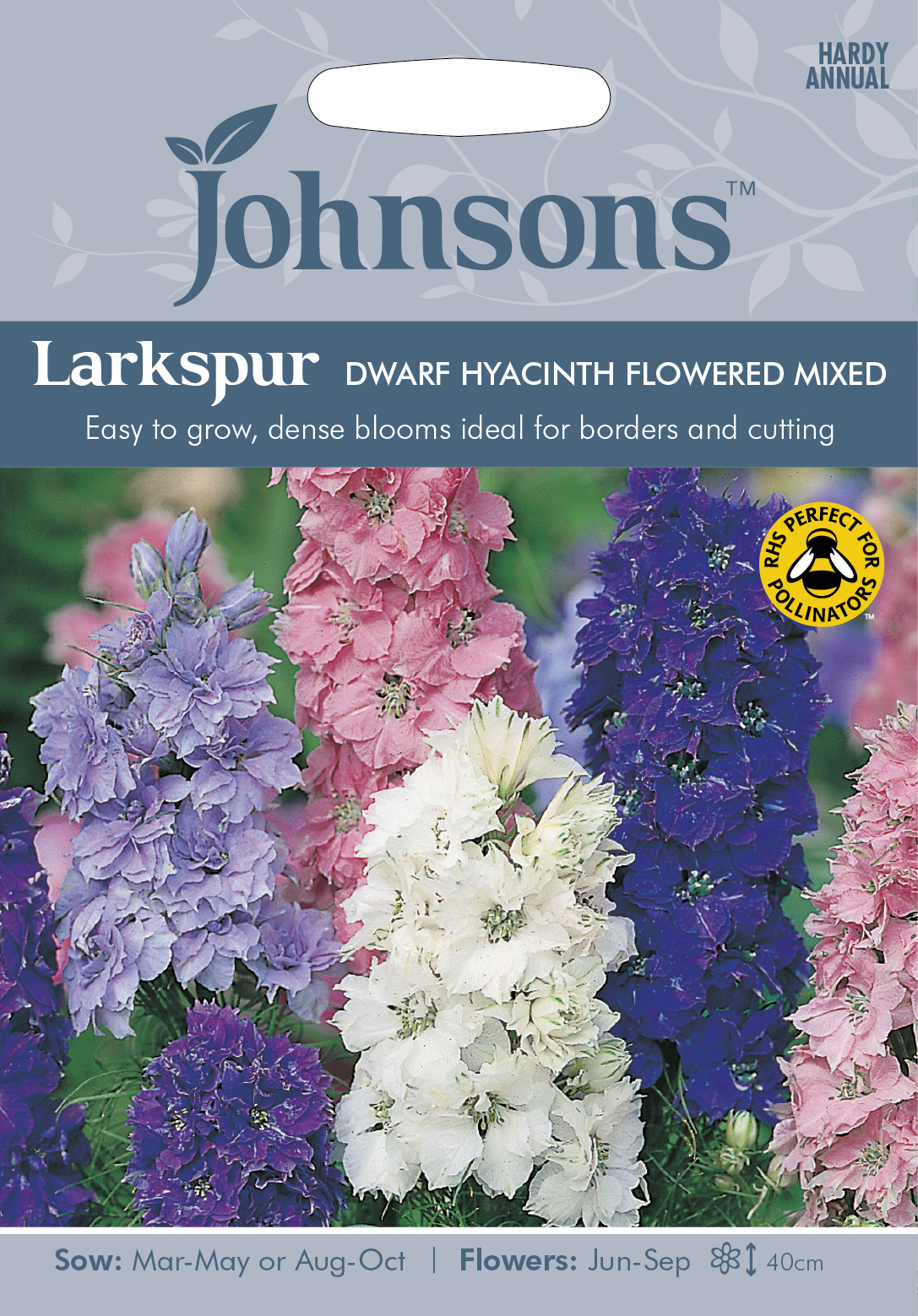 Fræ Larkspur Dwarf Hyacinth Flowered Mix