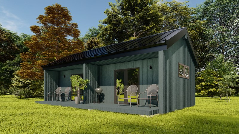 40m² Fullbúið hús tvískipt tvíhalla þak