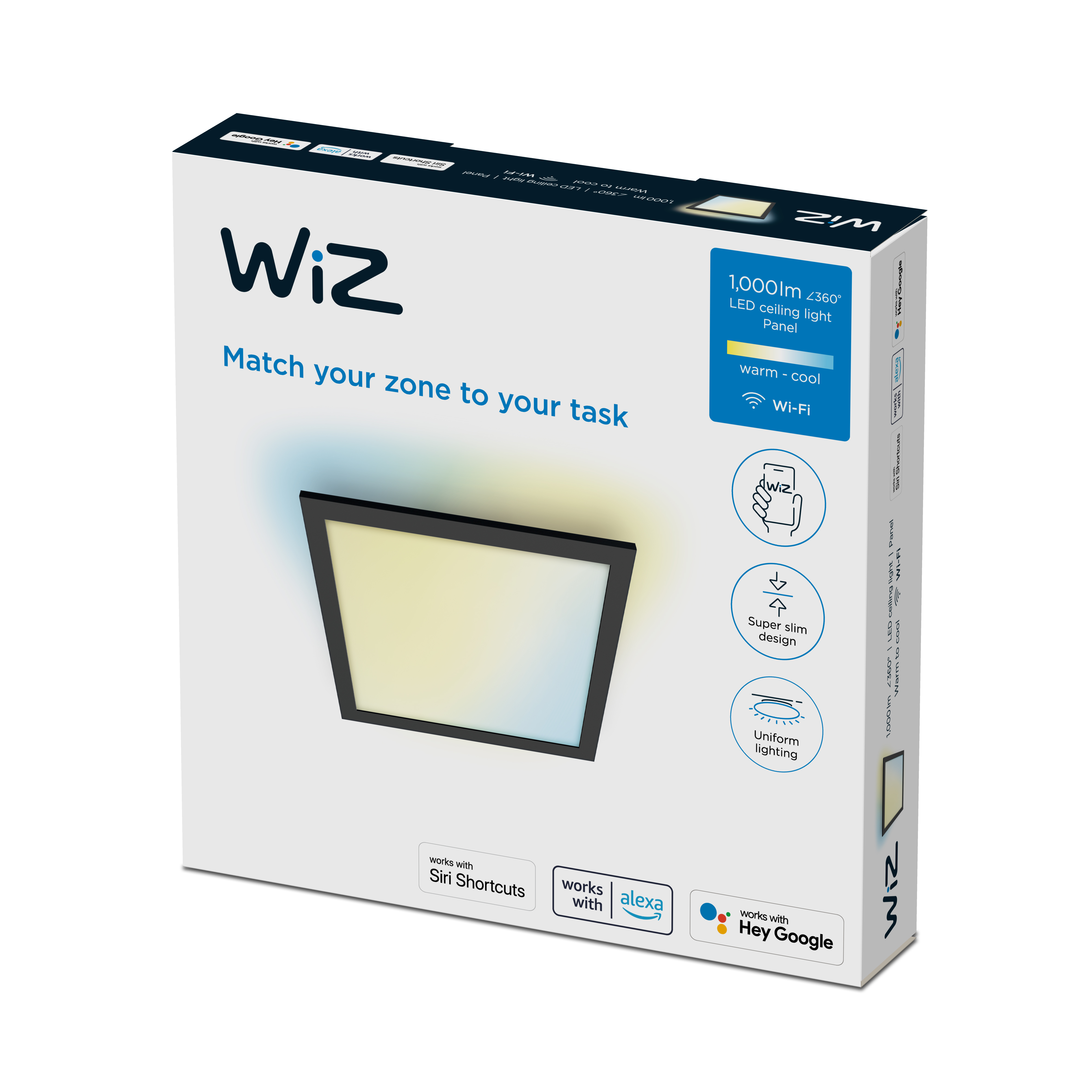Panel WiZ Ceiling SQ 12W Black 27-65K TW