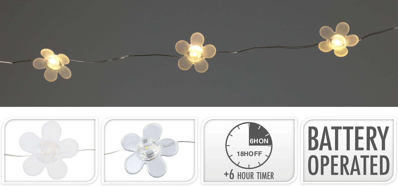 Sería led blóm 20 ljós 2 litir