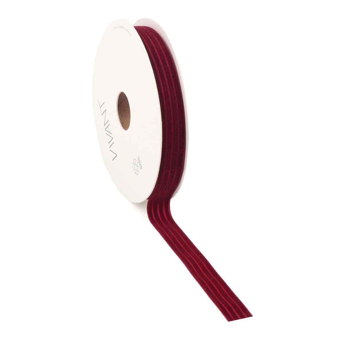 Borði 10m Velvety stripe 15mm burgundy
