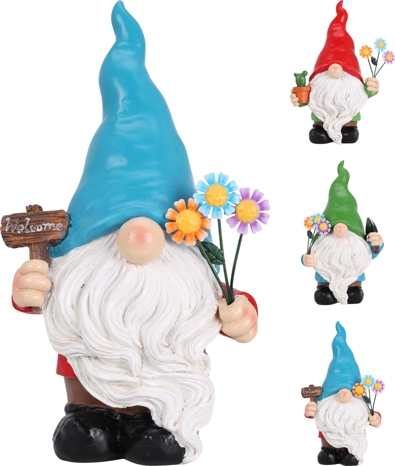 Garðálfur með blómi h23cm 3 litir