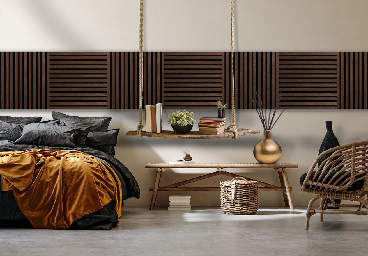 Hljóðdempandi plata Square Reykt Eik 22x520x520 mm