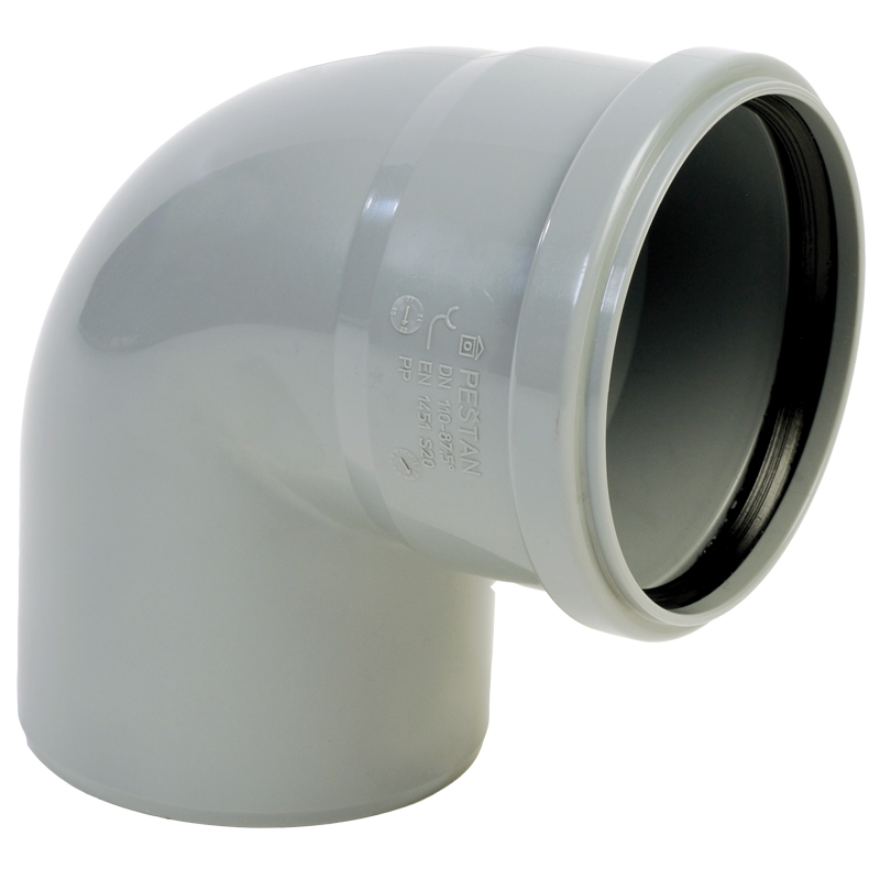 PP BEYGJA 110MM 87° Þ/6.3MM GRÁ