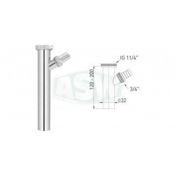 Lásarör 32x200 mm með úrtaki - 2039