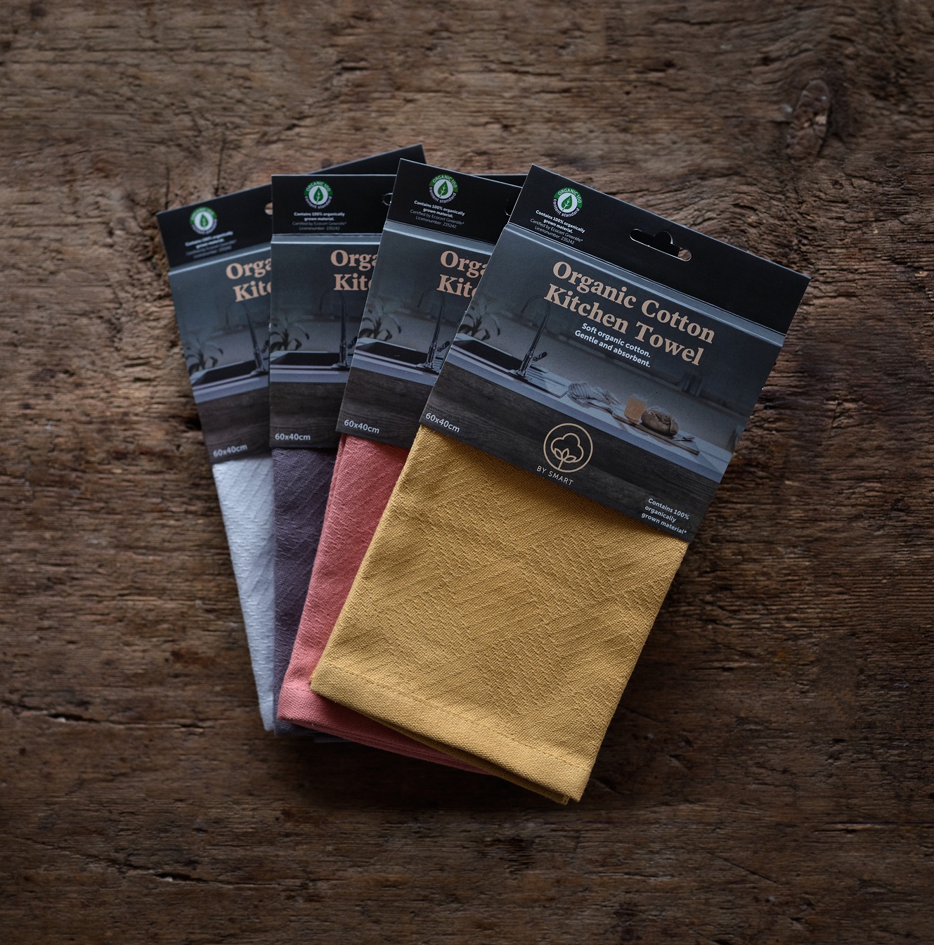 Viskastykki Organic  grátt