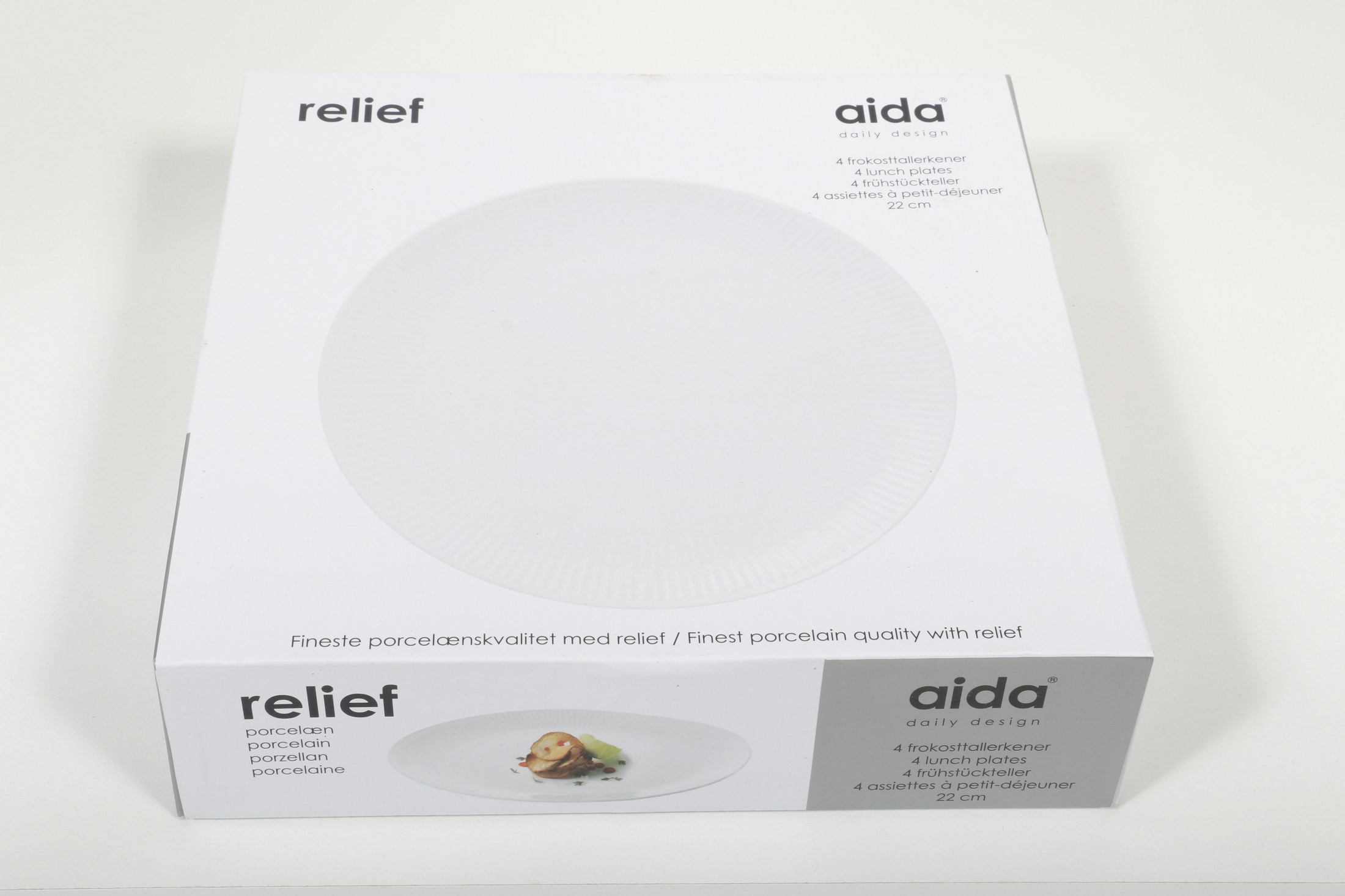 Forréttar/morgunverðardiskur 22 sm í gjafaöskju, Relief