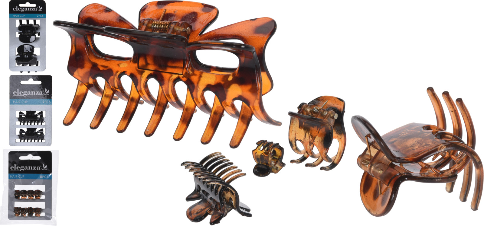 Hárklemmur 5 mism. stærðir 2 litir