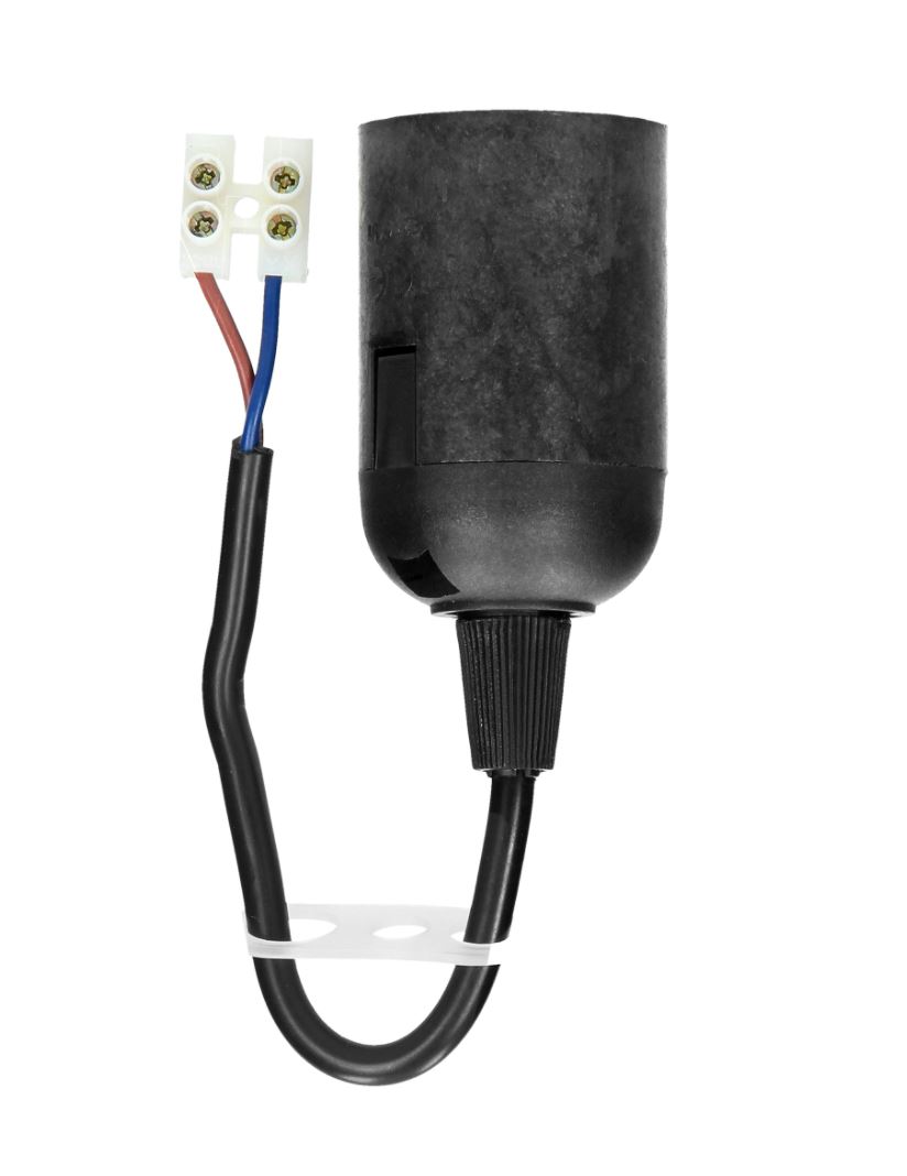 VINNULJÓSAFATNING E27 SVÖRT, FALUR MEÐ SNÚRU