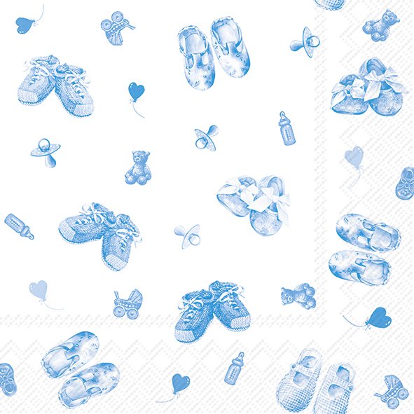 Servíettur BABY SHOES ALLOVER ljósblár 25*25cm 20stk