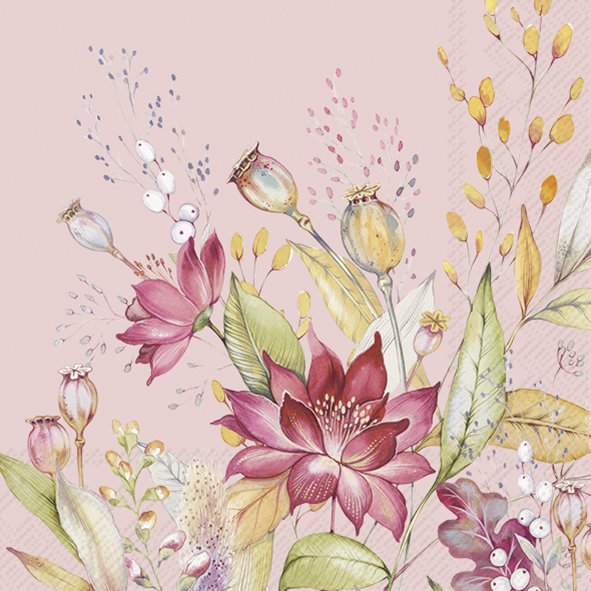 Servíettur 33*33cm Autumn meadow pink