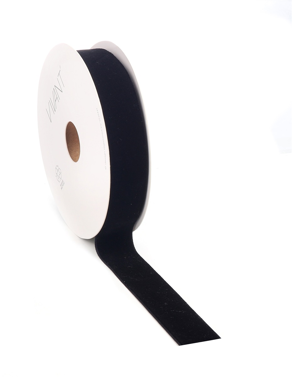 Borði velvet 25mm*10m svartur
