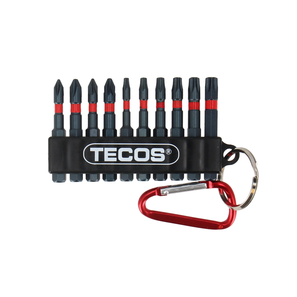 Bitasett 1/4"x50mm 10stk Fyrir Skrúfvélar Tecos