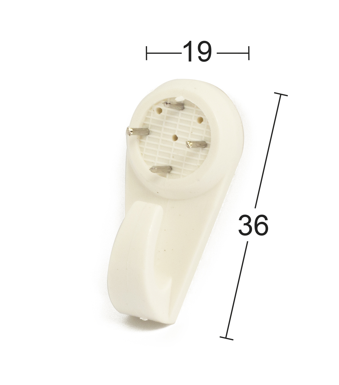 UPPHENGJUKRÓKUR Á STEIN HVÍTUR 36 x 19 mm