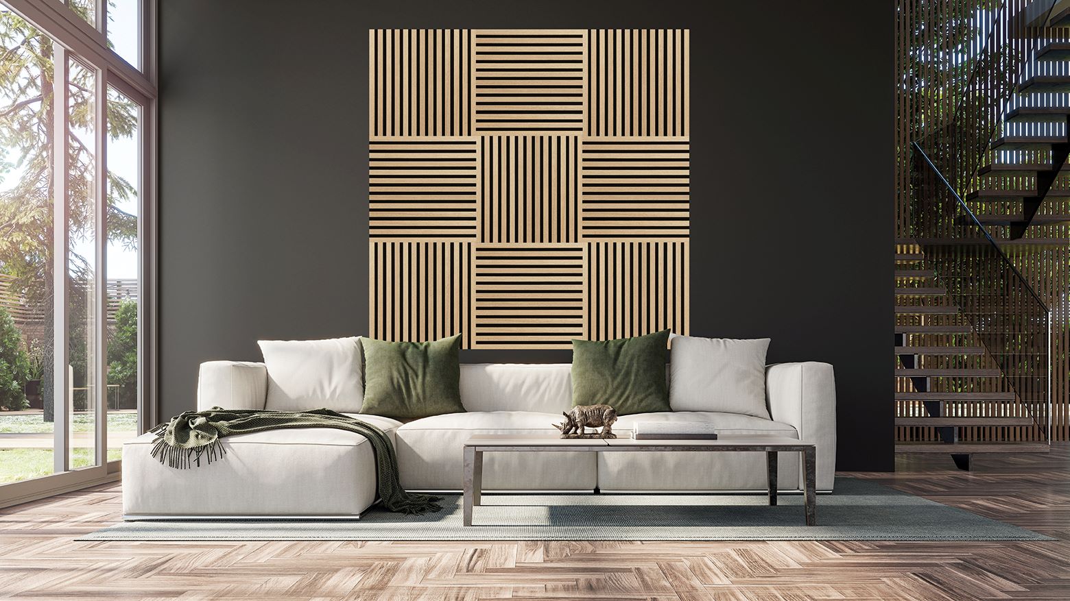 Vegg og loft hljóðd . Square  Askur 2stk  22x520x520 mm