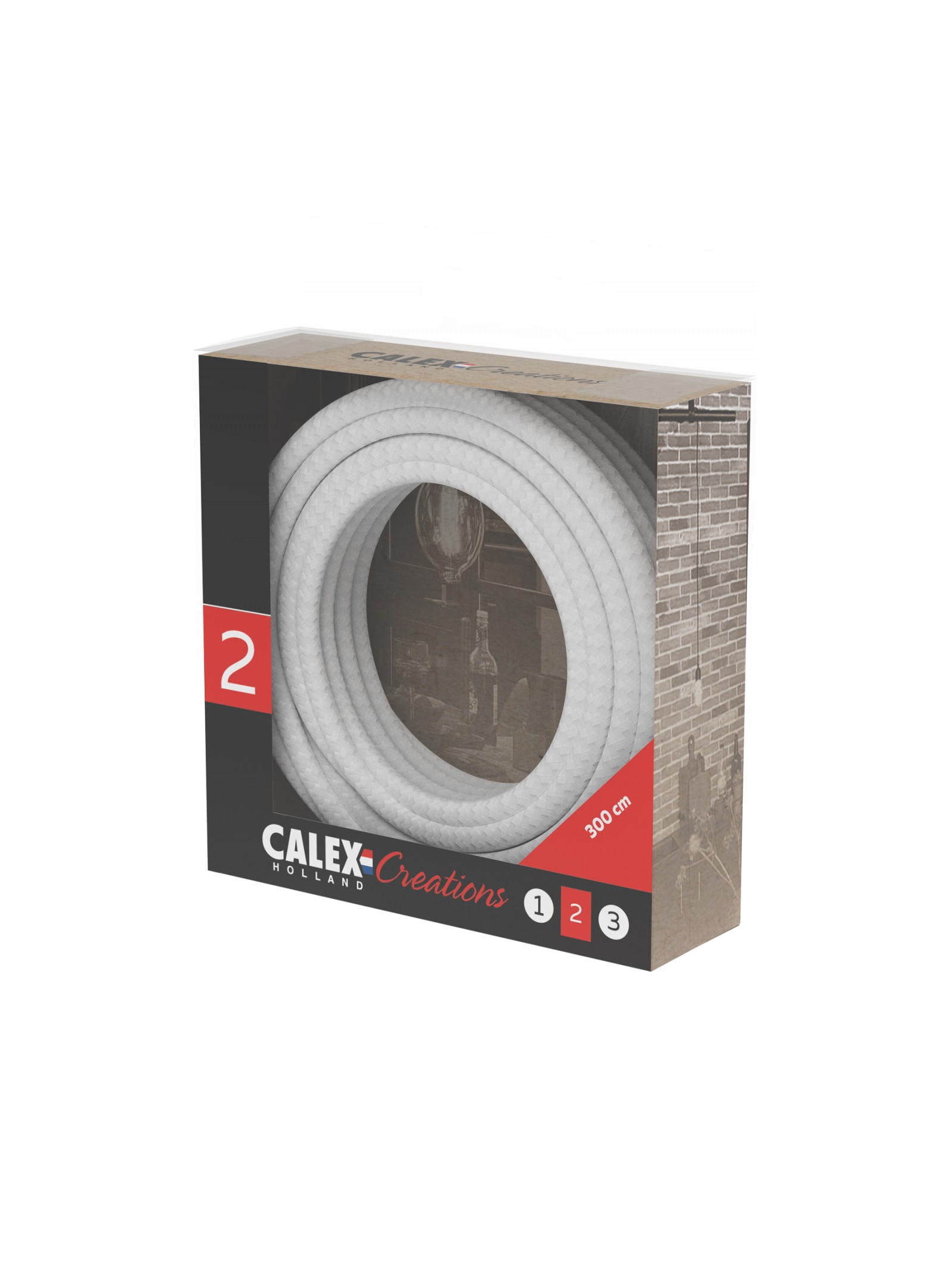 Calex tausnúra hvít 3 metra 2 x 0,75mm2 (max 250v-60w)