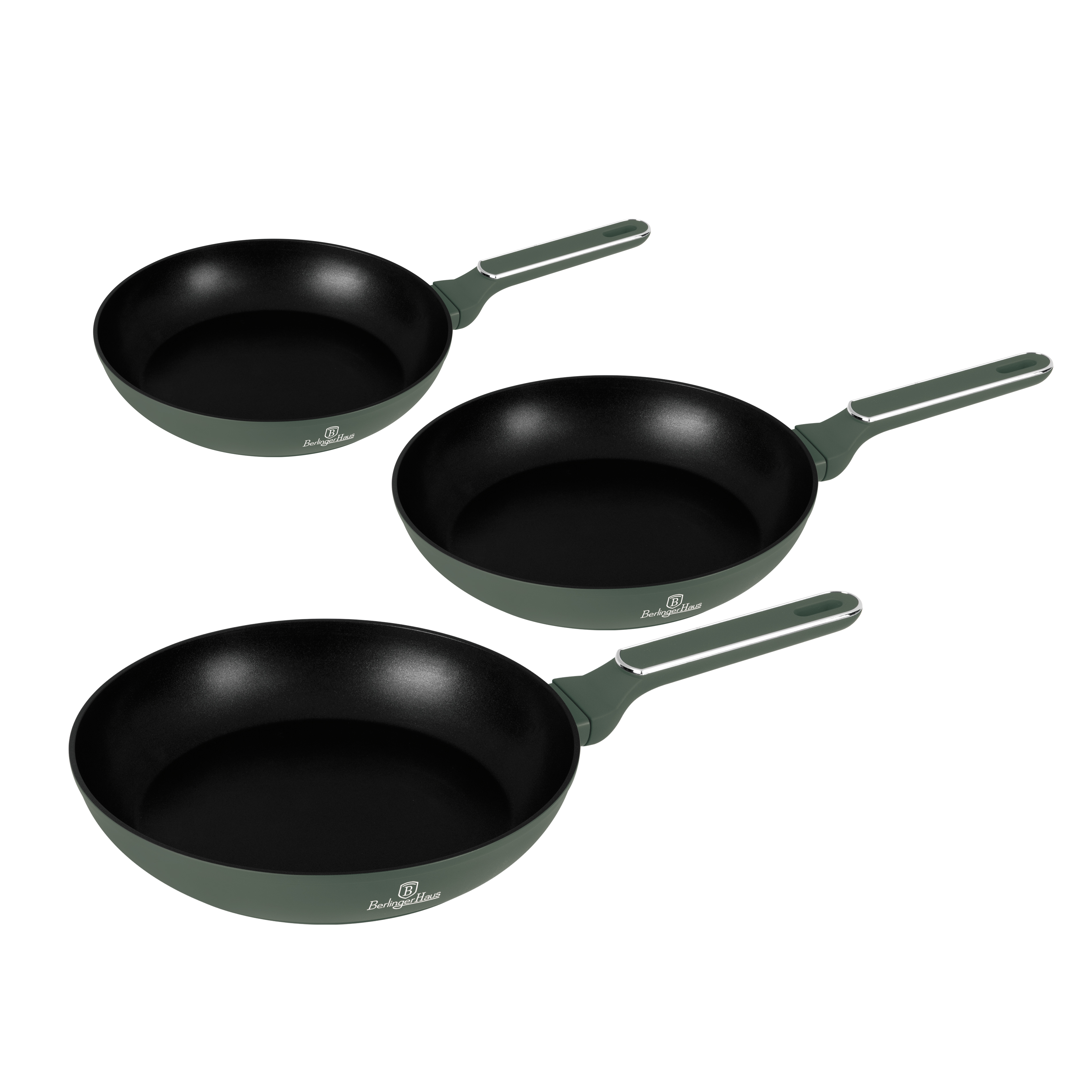 Pönnusett 3 stk, matt/grænt