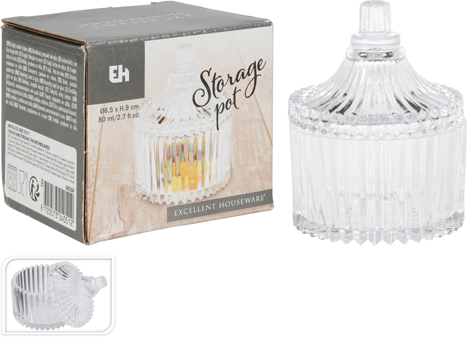 Krukka með loki gler 80ml